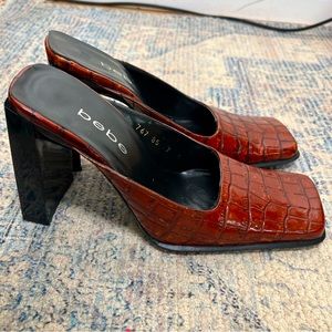 Bebe Square toad leather heels